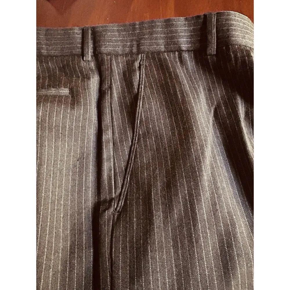 Banana Republic Mens Wool Suit 2 Pc Brown‎ Pinstripe, 36Long, 34x34